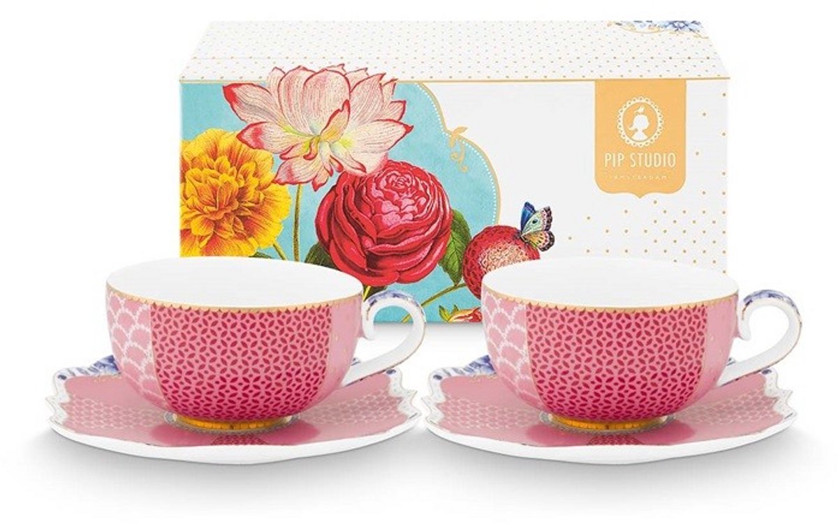 Pip Studio-Espresso Kop & schotel-Royal Pink-Set van 2-125ml-porselein