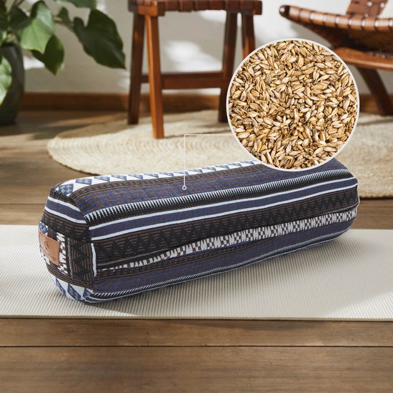 #DoYourYoga Tarik Cilinder yogabolster met bio-spelt (KBA), wasbare overtrek van 100% katoen, 68 cm x 22 cm, yogakussen meditatie /zit /zafukussen voor Yin Yoga van #DoYourYoga — afbeelding 5
