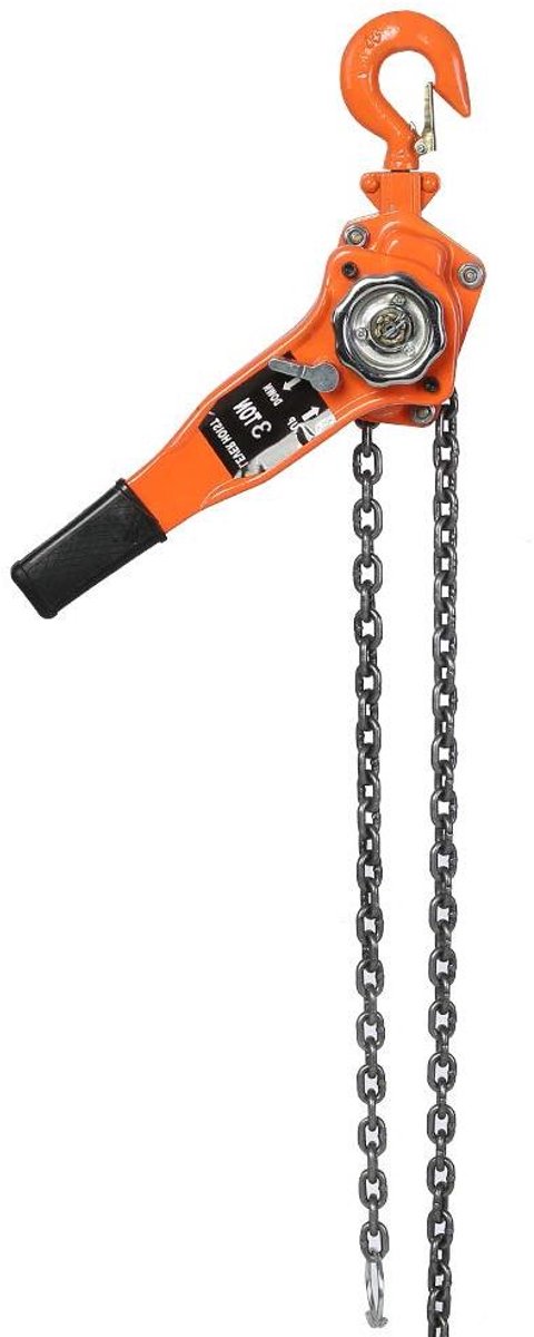 Allecto- Hefboomtrekker - Ratelkabel - 3000 kg - Flessenkabel - Hendel - Geschikt voor takelen - Zwart Ketting, hefboomtrekker, flessenkabel, ratelkabel, kraanketting, hendel (3000 kg)