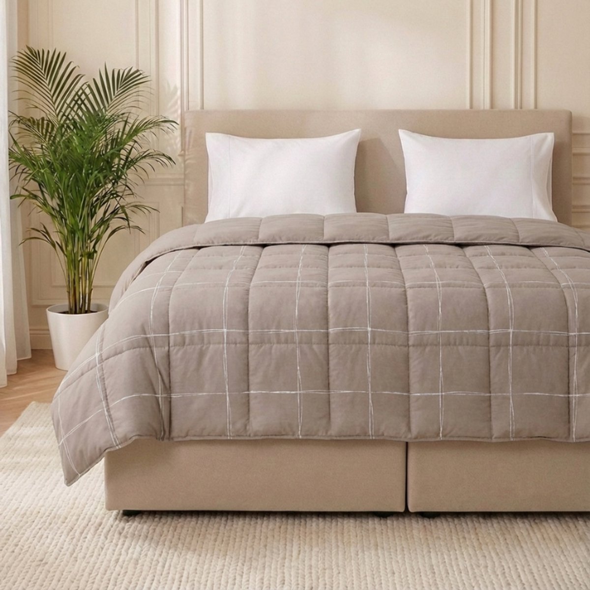 Dekbed-Discounter - Fresh and Co Dekbed Zonder Overtrek 240 x 200 cm - Wasbaar dekbed - Wasbaar op 40 graden - Anti-allergisch - Taupe