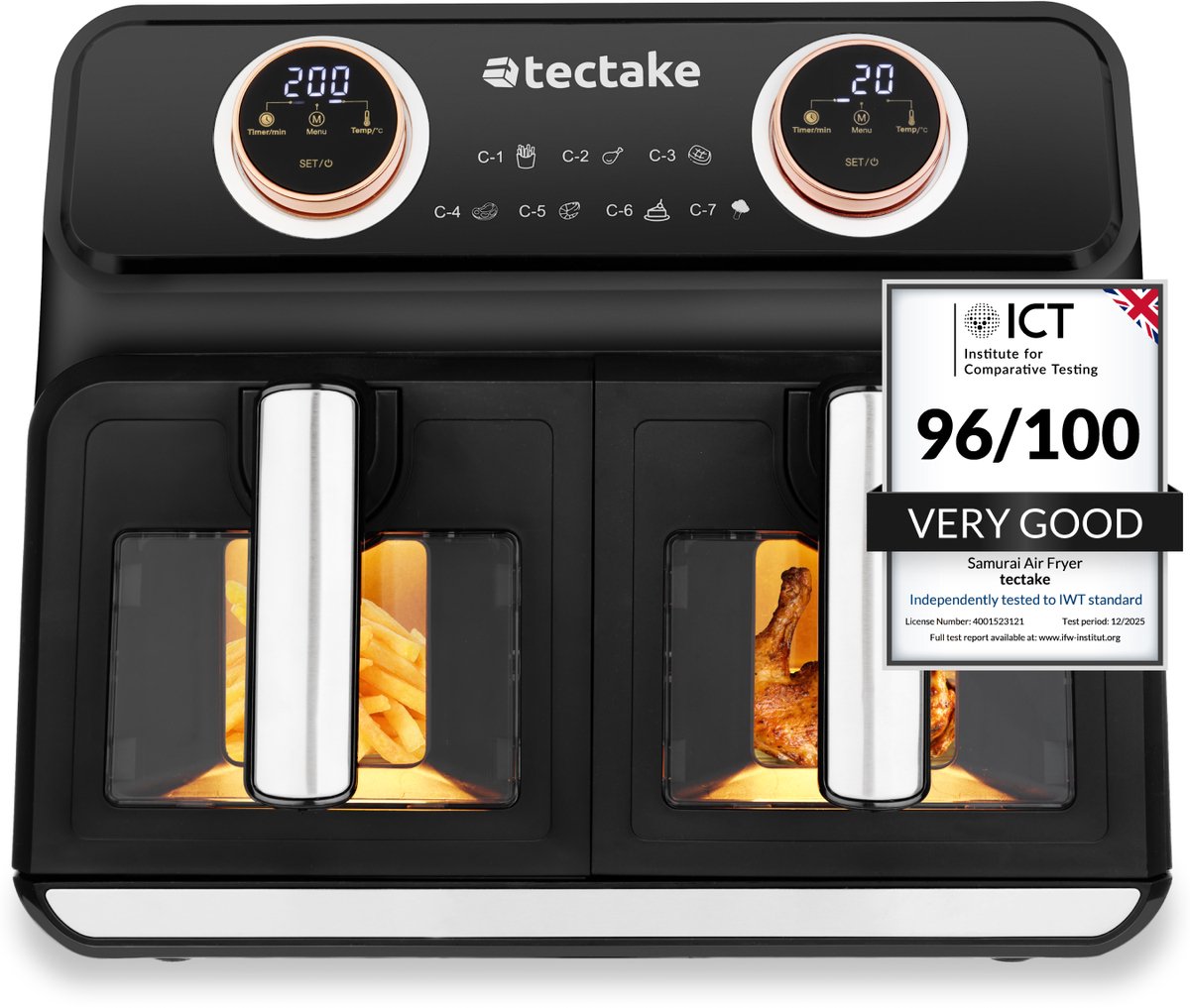 tectake® Samurai Airfryer XXL met 2 Lades - 8L Inhoud - Product - €89,99