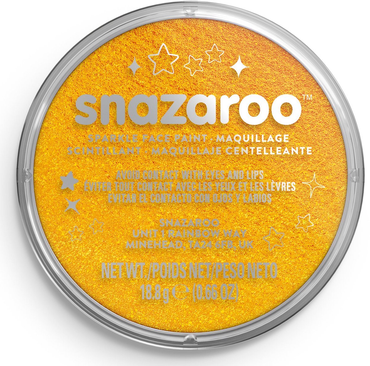 Snazaroo 1118221 Sparkle Yellow – 18ml Aqua Schmink & Kinderschmink voor Kinderen en Volwassenen