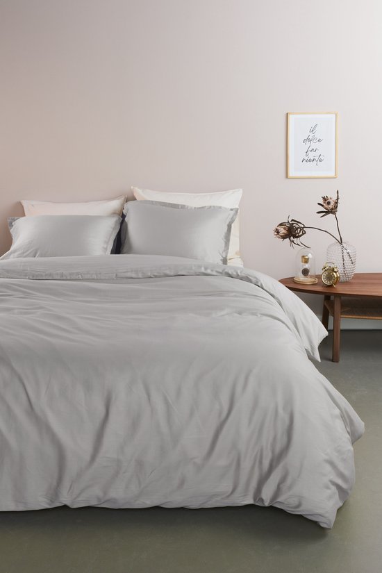 Ambiante Satin Uni dekbedovertrek - Lits-Jumeaux XL - 260 x 200/220 cm - Grijs van Ambiante — afbeelding 2
