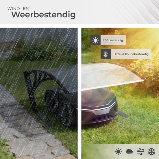 tectake® Garage voor Robotmaaier - Grasmaaier Carport - Robot Maaier Laadstation Afdak - Weerbestendig - 81 x 100 x 48 cm - Inclusief 4 Grondpennen - Transparant van Merkloos	 — afbeelding 5