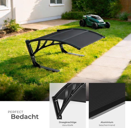 tectake® Garage voor Robotmaaier - Grasmaaier Carport - Robot Maaier Laadstation Afdak - Weerbestendig - 81 x 100 x 48 cm - Inclusief 4 Grondpennen - Zwart van Merkloos	 — afbeelding 4