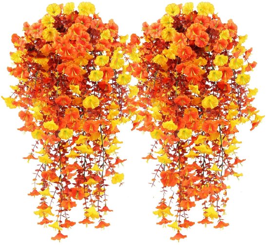Kunstbloemen, 6 bundels kunstmadeliefjes, plastic