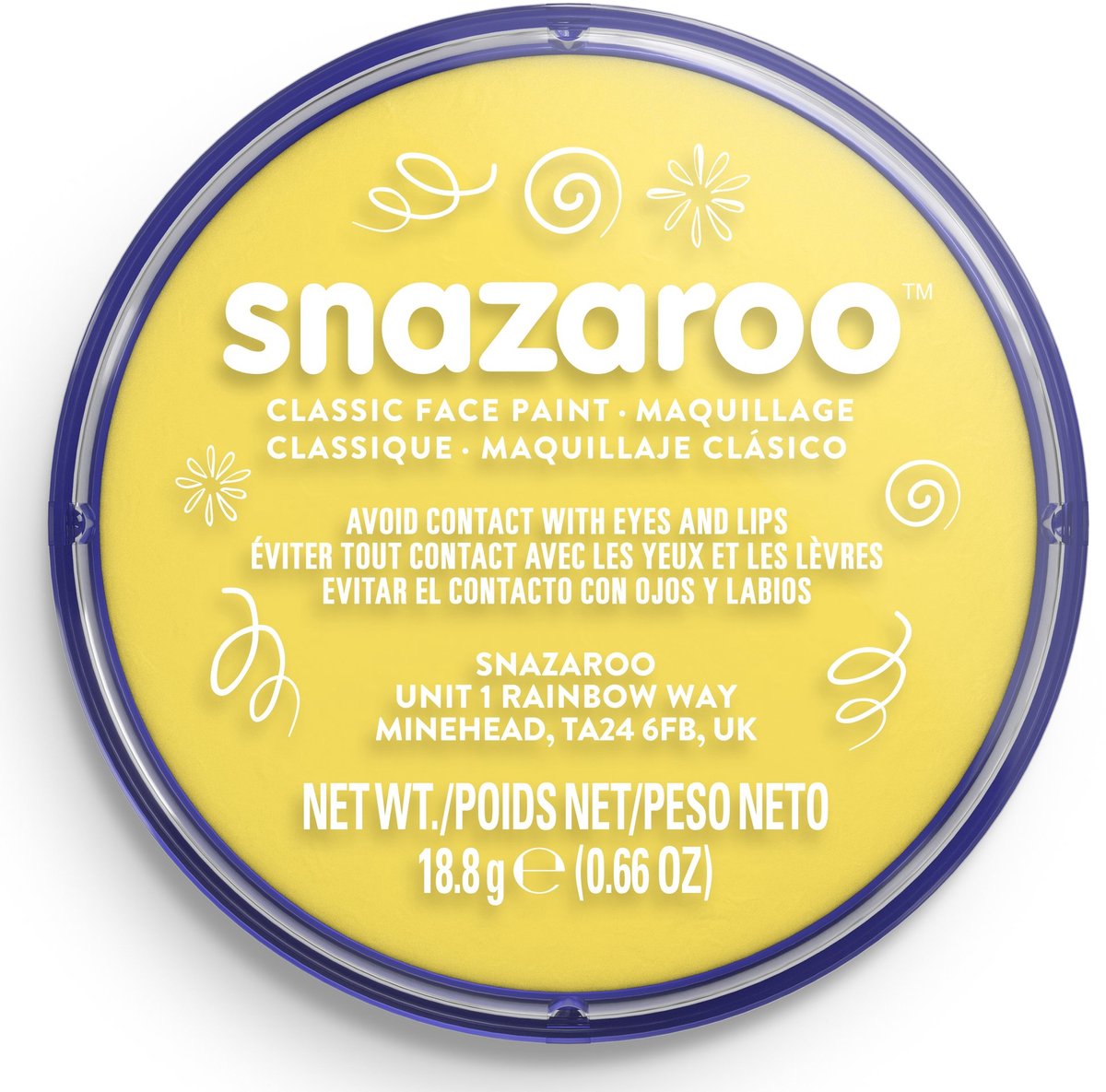 Snazaroo 1118222 - Bright Yellow - 18ml Aqua Schmink & Kinderschmink voor Kinderen en Volwassenen