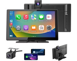 ESSGOO Smart HD Navigatiesysteem - 9 Inch Touchscreen - Draadloos Android Auto & Apple CarPlay - Inclusief 4K Front Dashcam - 1080p achteruitrijcamera - Uitschuifbare camera - Nieuw 2026