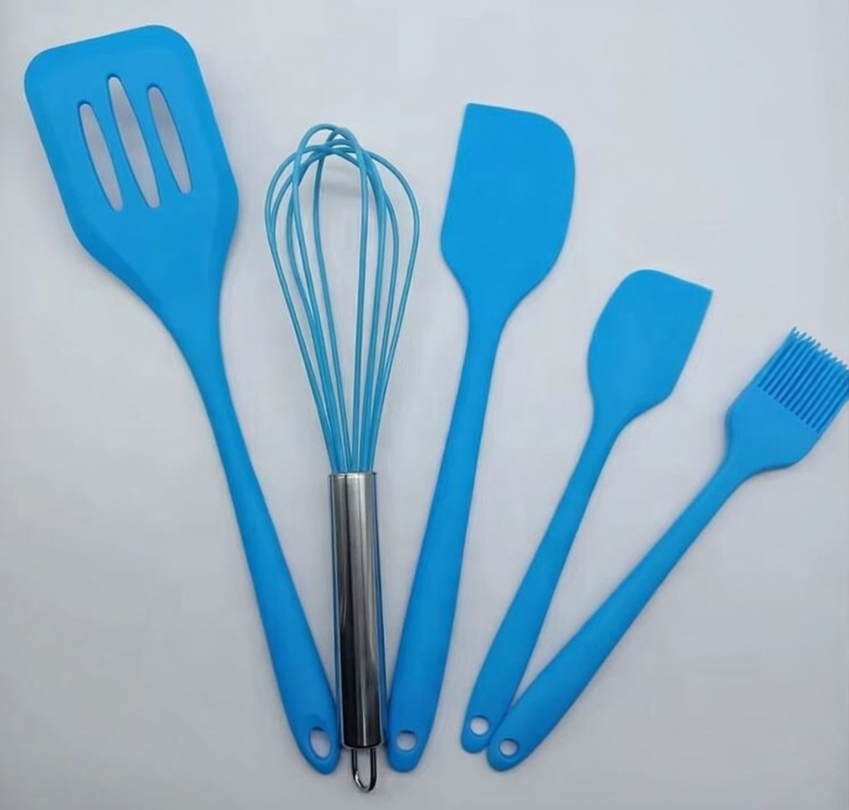 SIDANO® Siliconen keukengerei set -Set- Kookgerei set - Keukengerei - 5 Delig - Hittebestendig - Anti aanbaklaag - Vaatwasser bestendig - BPA vrij -Kleur blauw