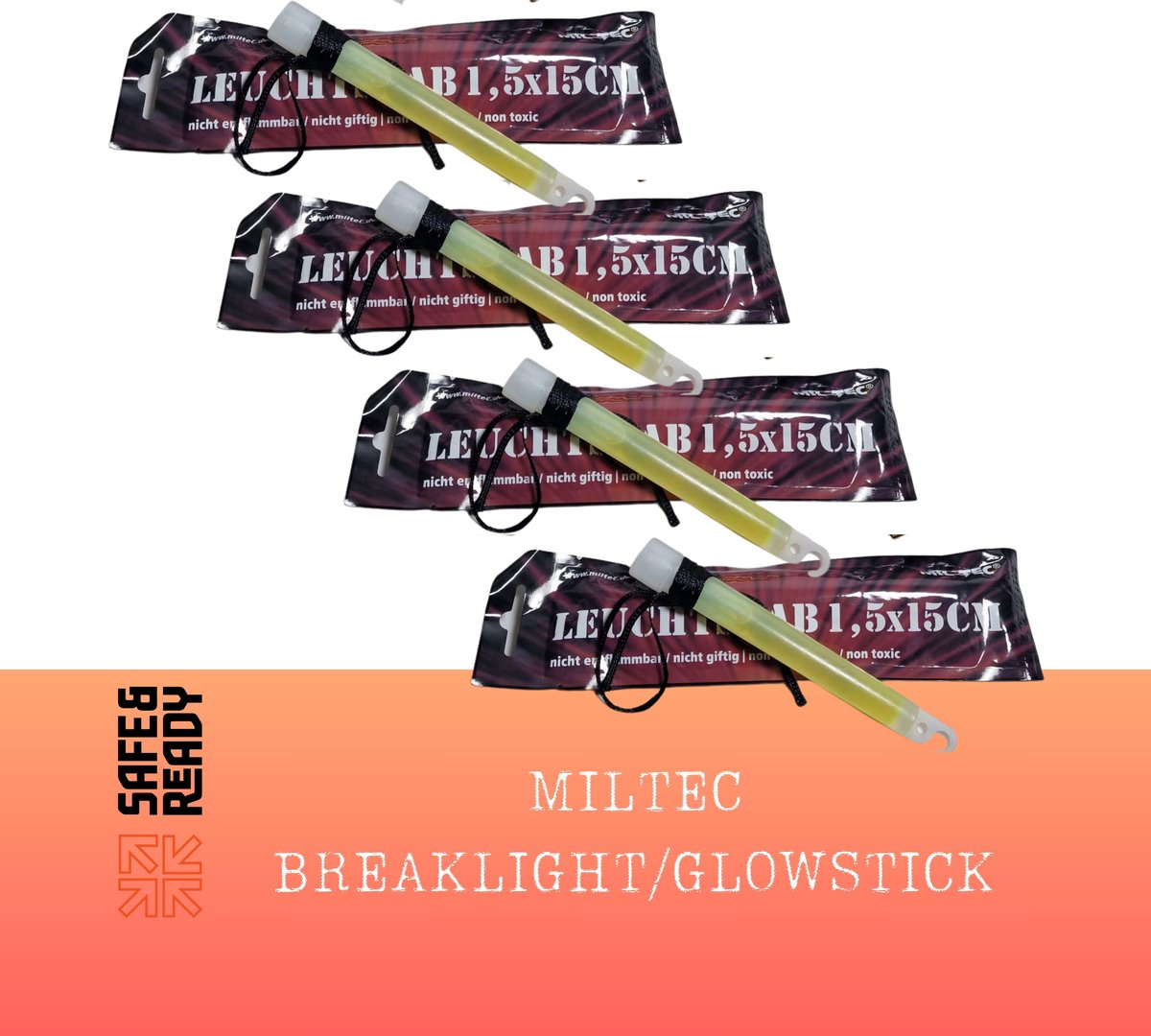 4 x Mil-Tec Professionele Breaklights - Glow sticks - Branden 8 tot 12 uur !!! - Outdoor - Survival - Noodpakket