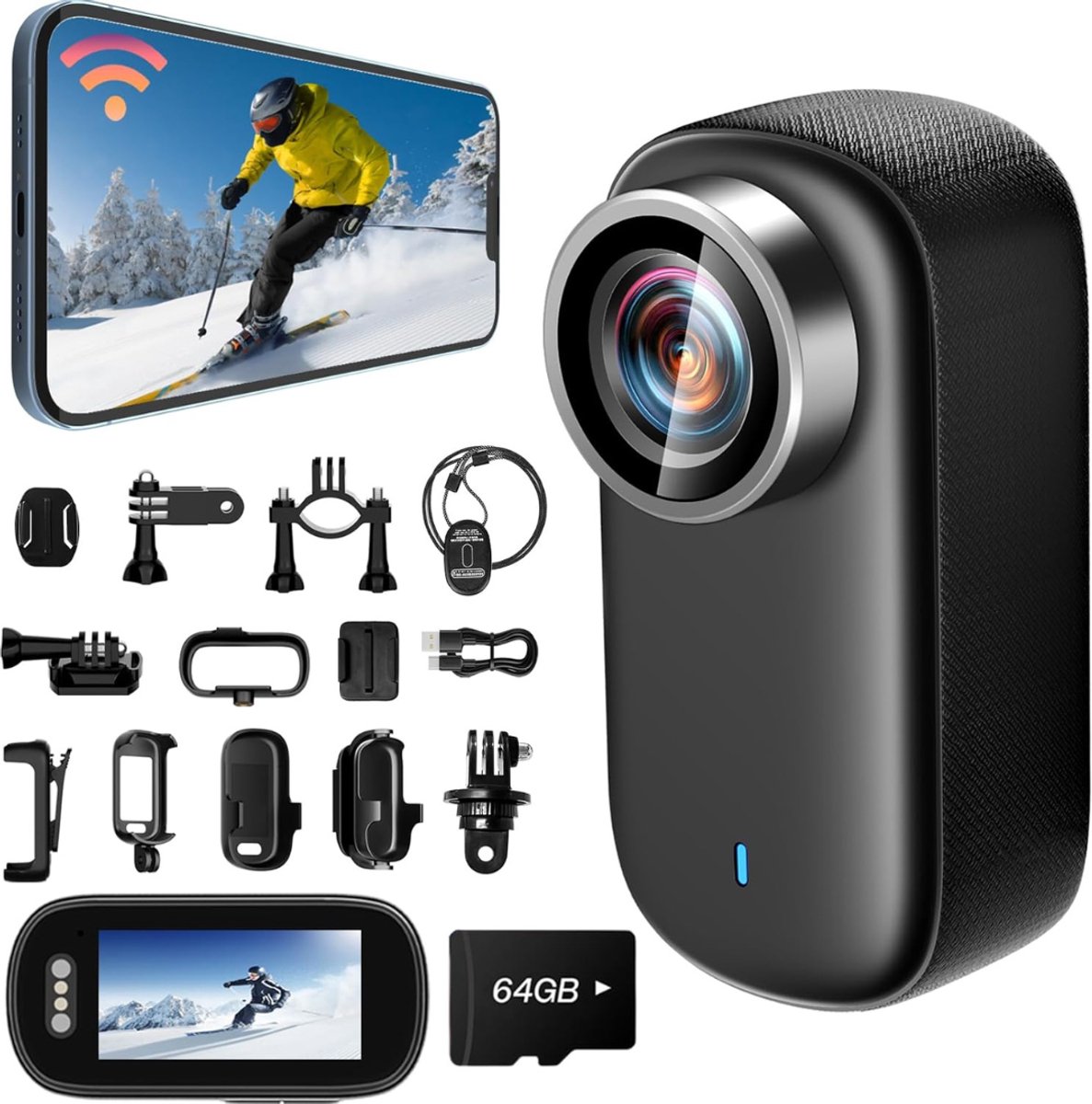 Bodycam - Action Cam - Spycam - Bewegingsdetectie - 180º Draaibare Lens - Bodycam Politie - Full HD - Zwart