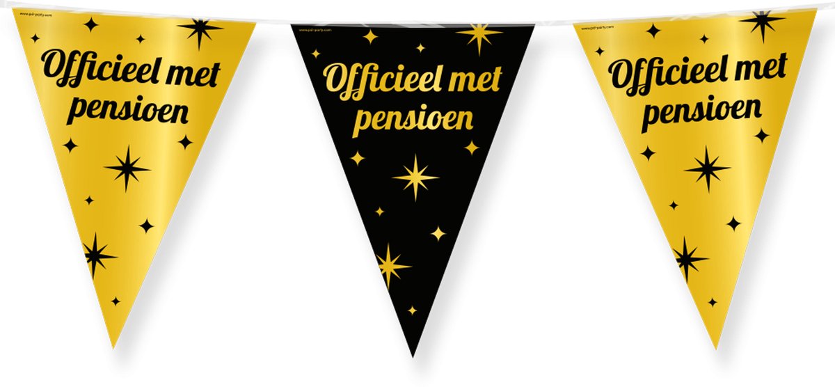 BTH - Slingers - Pensioen - Goud en Zwart - Slinger - Vlaggenlijn - Pensioen Cadeau - Pensioen Versiering - 1 Stuk — afbeelding 5