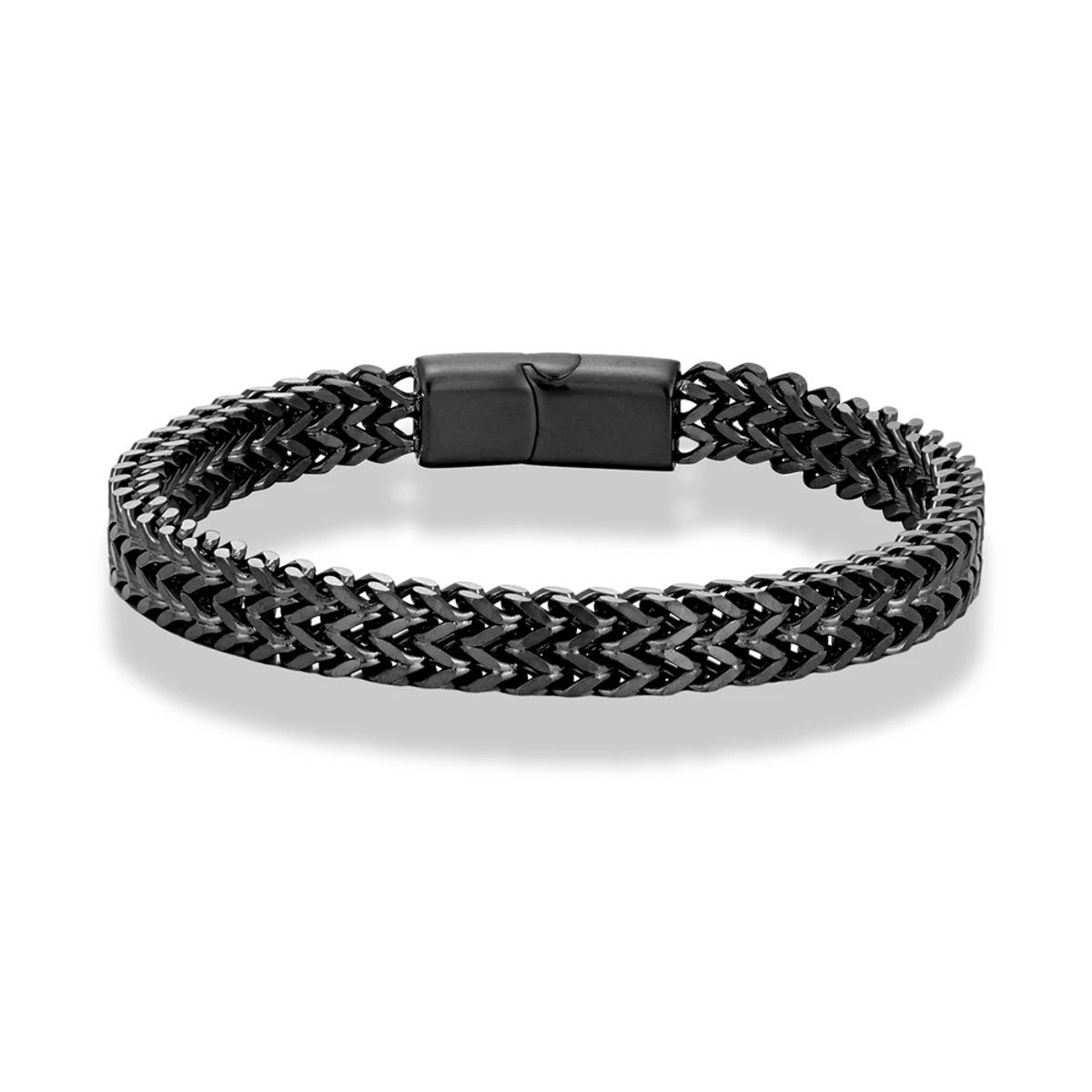 WiseGoods Premium Heren Armband Gevlochten RVS - Armbandjes - Armbanden Man - Cadeau - Armbandje - Sieraden Mannen - Zwart 21CM