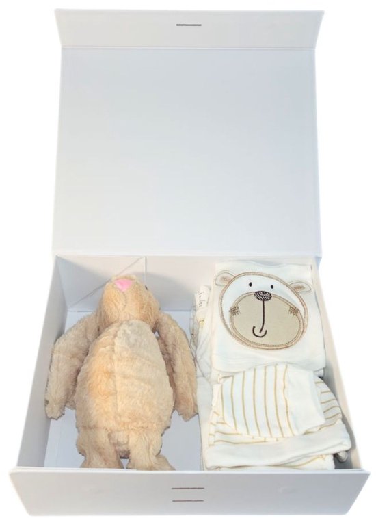 Zibbi Originals Baby Geschenkset Ollie - 9-delig - Unisex - 3-6 Maanden - Wit/Grijs - Kraamcadeau / Babyshower Geschenkset van Zibbi — afbeelding 3