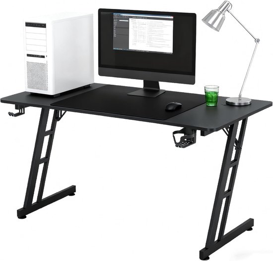 Gamingtafel Bureau 120x60 cm PC Tafel met Hoofdtelefoonhaak en Bekerhouder