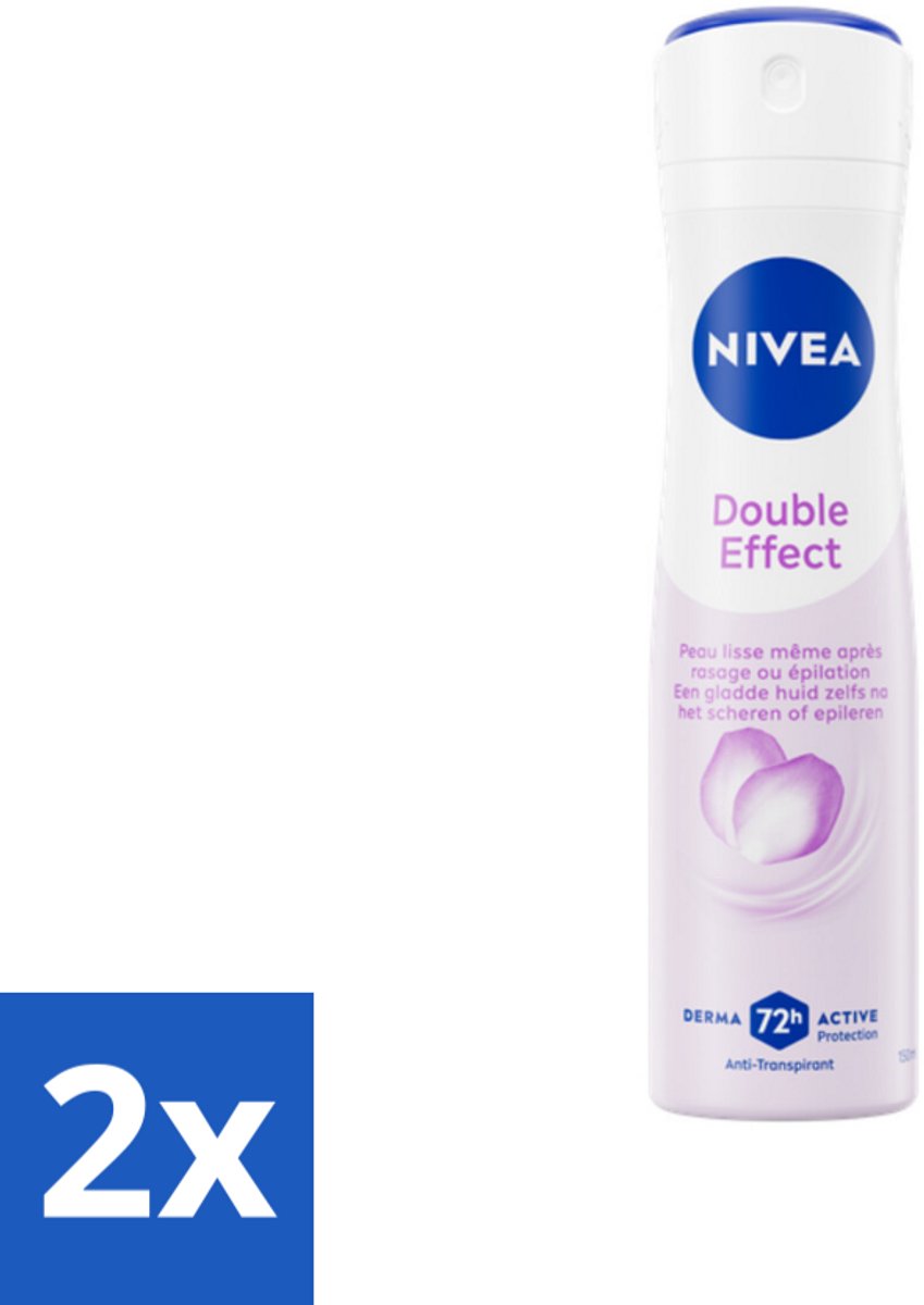 2 x NIVEA Deodorant Spray Double Effect 150 ml - NIVEA Deodorant Spray - 24 Uur Bescherming - Anti-transpirant - Okselverzorging - Avocado-extract