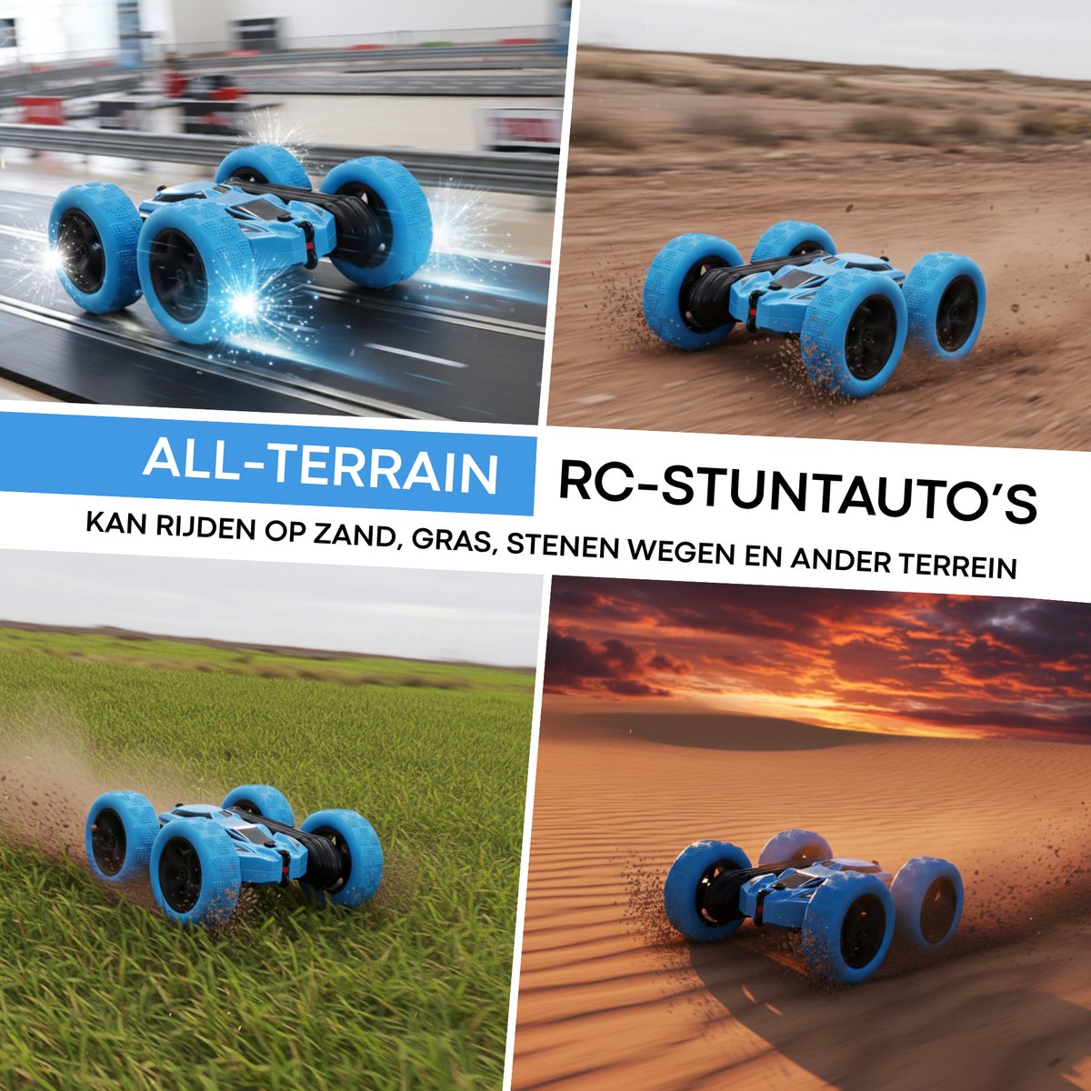 Nexar Bestuurbare Auto voor Jongens - RC Auto - Afstandsbestuurbare Stunt Auto - 360° Flip - LED Verlichting - Speelgoed voor Binnen & Buiten — afbeelding 6