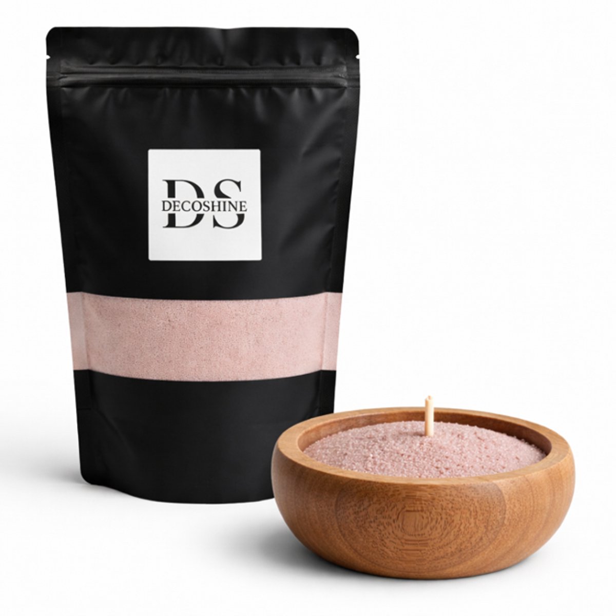 Deco Shine - Sand Wax Candle - Zandwas - Kaarsenzand - Kaarswas - Kaars - Zand Voor Kaarsen - Kaarsen Accessoires - Kaarsen Decoratie - 400 G - Soft Pink - Licht Roze - Zacht Roze - Oud Roze - Inclusief Lonten - Plantaardig