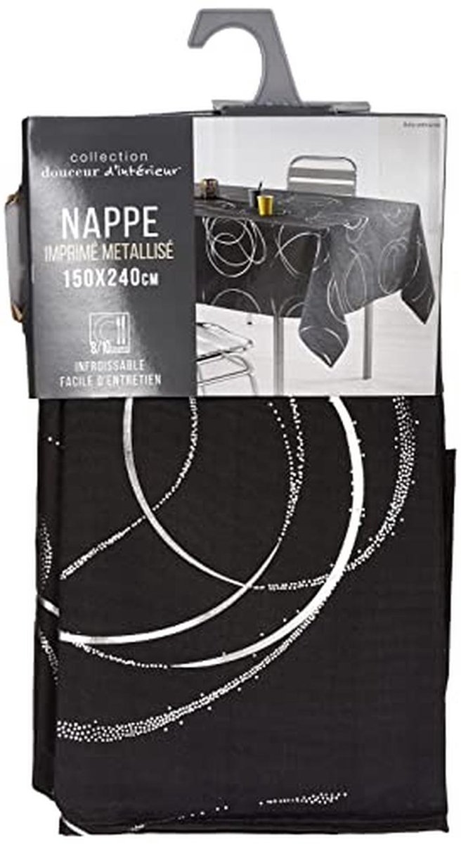 Rechthoekig Tafelkleed 150 x 240 cm in Zilver en Grijs - Polyester Bedrukt