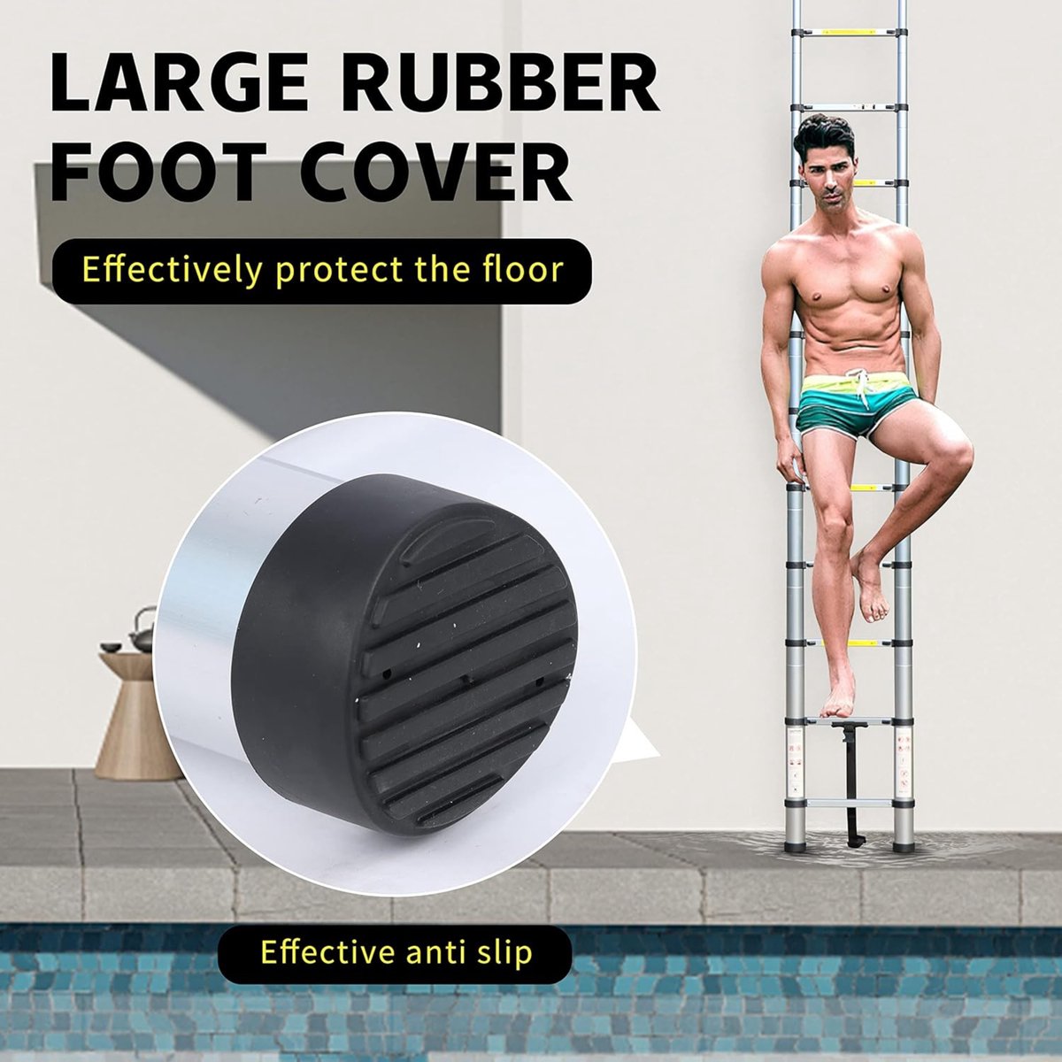 Telescopische Ladder 6.2M Aluminium – Uitschuifbare Vouwladder – Compact en Draagbaar met Soft Closing Systeem - Werkhoogte Verstelbaar – Max. 150 kg – Voor Thuis & Professioneel Gebruik – foto 6
