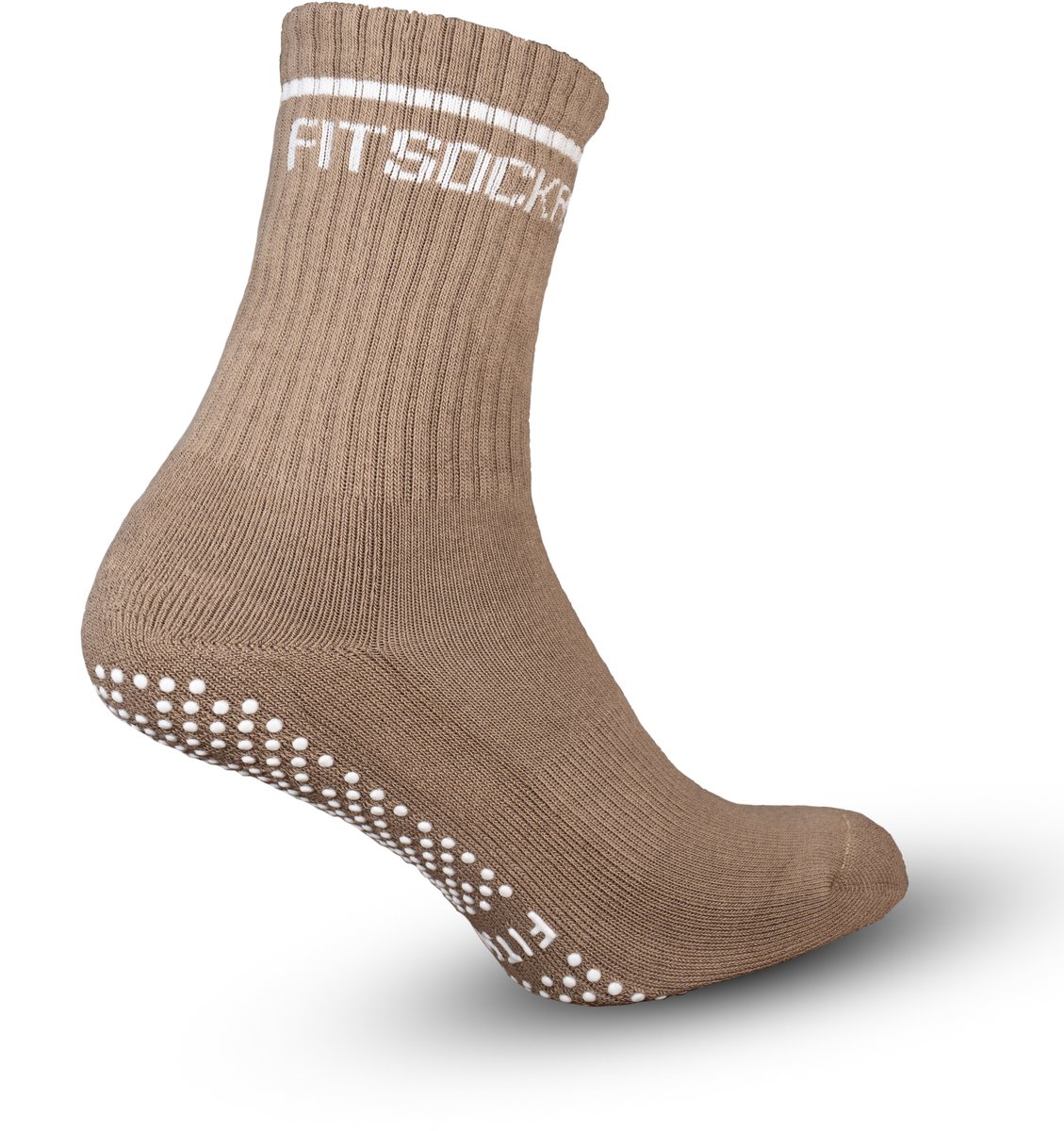 FitSockr Gripsokken Balance - Grip Sokken Pilates - Antislip Sokken Dames - Grip socks - Sportsokken met grip - Bruin - maat 37/40