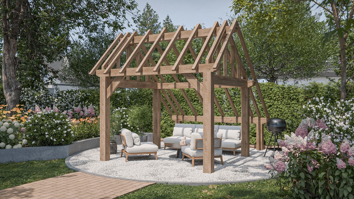 Massief houten bijgebouw Andorra – prefab bouwpakket – fijnspar – 6,25 m²