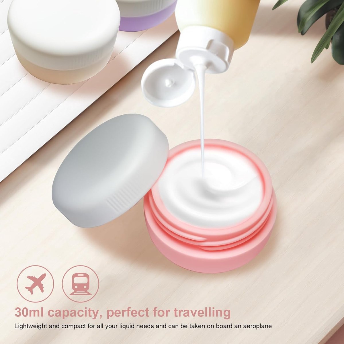 4x Herbruikbare Siliconen Reisbussen 30ml - Ideaal voor Crèmes, Cosmetica en Toilettas