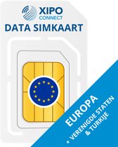 XIPO CONNECT Prepaid Simkaart Europa - Onbeperkt geldig - Europa, VS en Turkije - Snel 4G & 5G internet - Data only simkaart