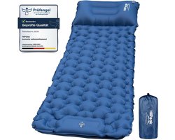 Opblaasbaar Camping Slaapmatras met Geïntegreerd Kussen – Lichtgewicht Camping Mat met Voetpomp – Compacte Outdoor Luchtmat voor Kamperen, Backpacken en Reizen