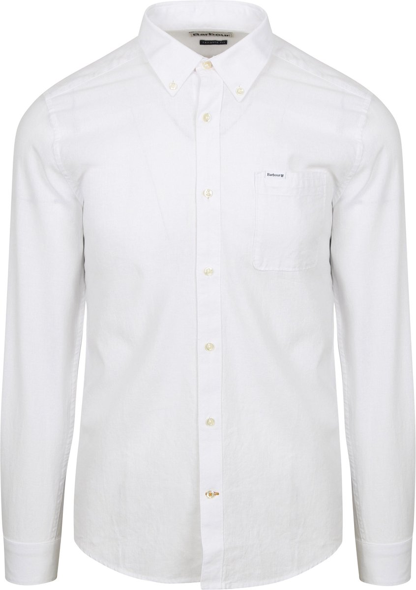 Barbour Shirt Nelson Tailored White - Maat M - Heren - Overhemden Casual