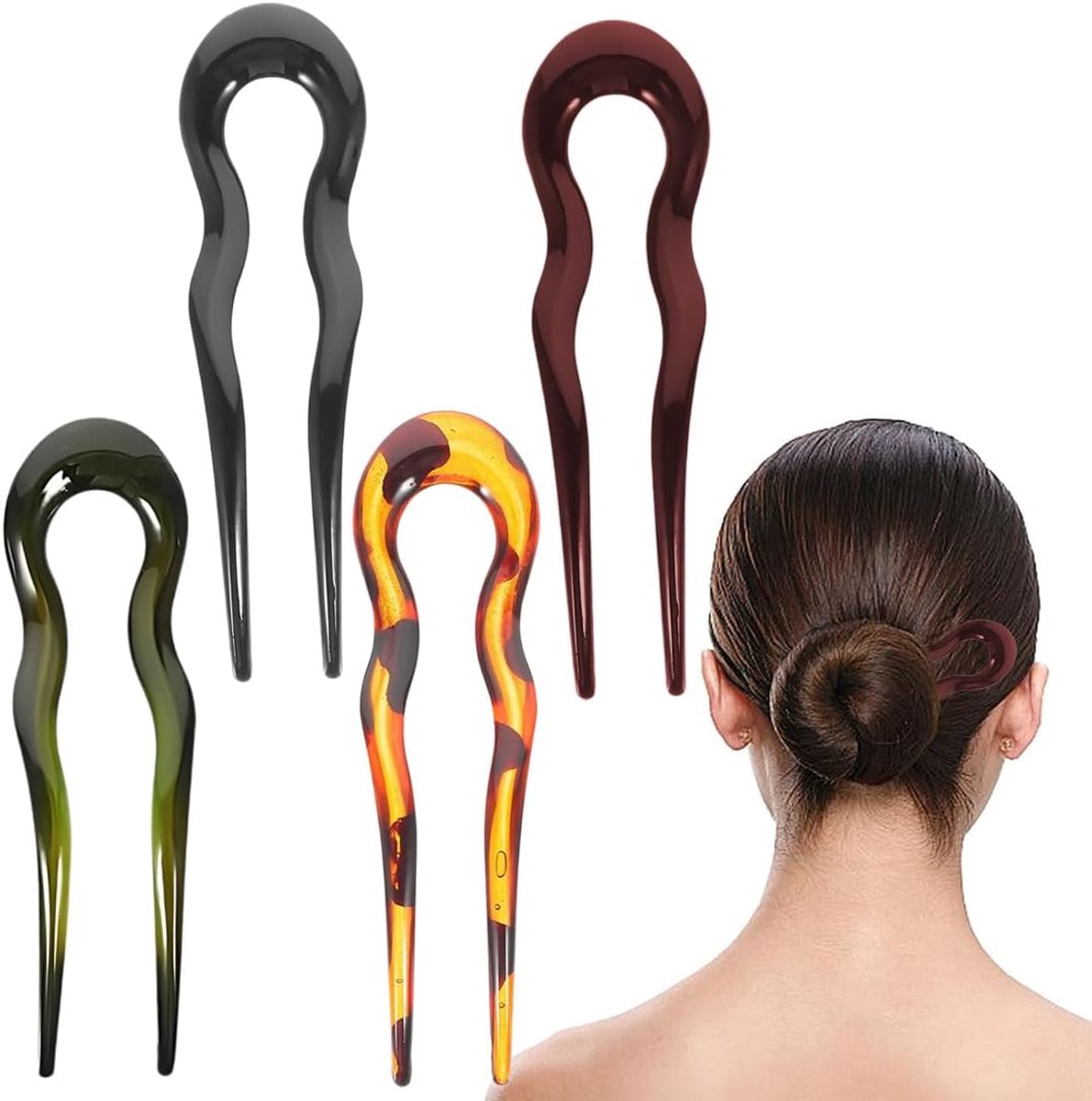 2x U-vormige Haarspelden Frans Kapsel Accessoires voor Dames - Duurzaam Acetaat