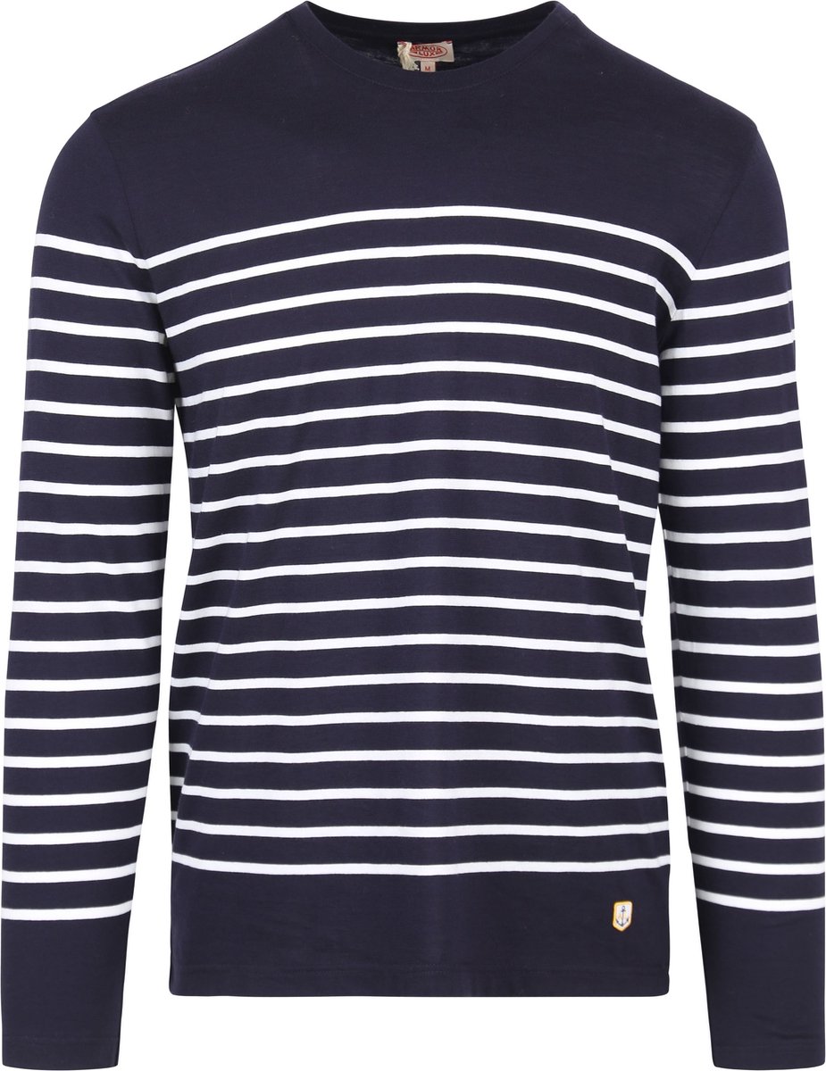 Armor-Lux Port-Louis T-Shirt Strepen Donkerblauw - Maat L - Heren - Casual T-shirts