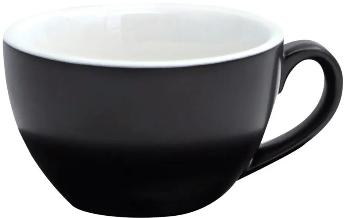 6 x Mat zwarte cappuccino kopjes Nero - 22 cl. zonder schotel
