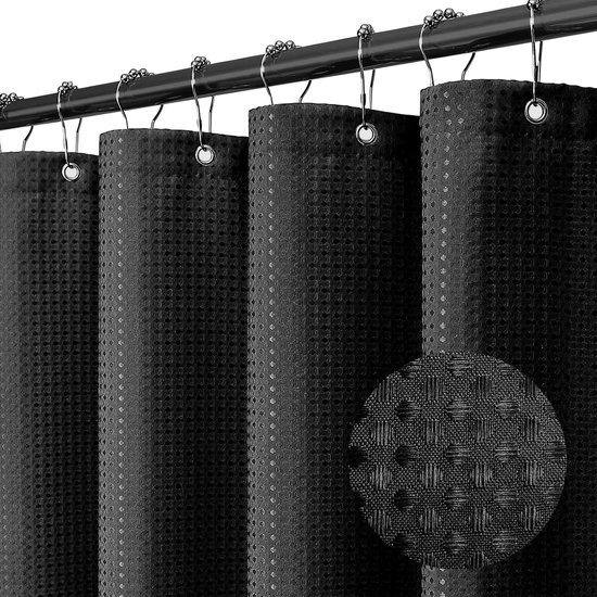 BOTC Douchegordijn Anti Schimmel - 180x200cm - Inclusief ringen - Met gewichtsband - Premium kwaliteit - Waterdicht
