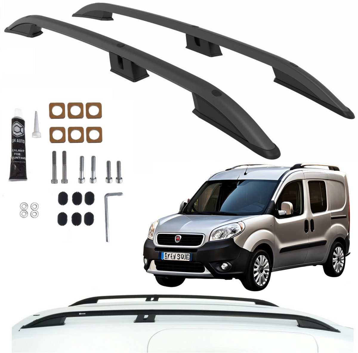 FIAT DOBLO DAKRAILS VANAF 2010 L2 MAXI LONG ZWART
