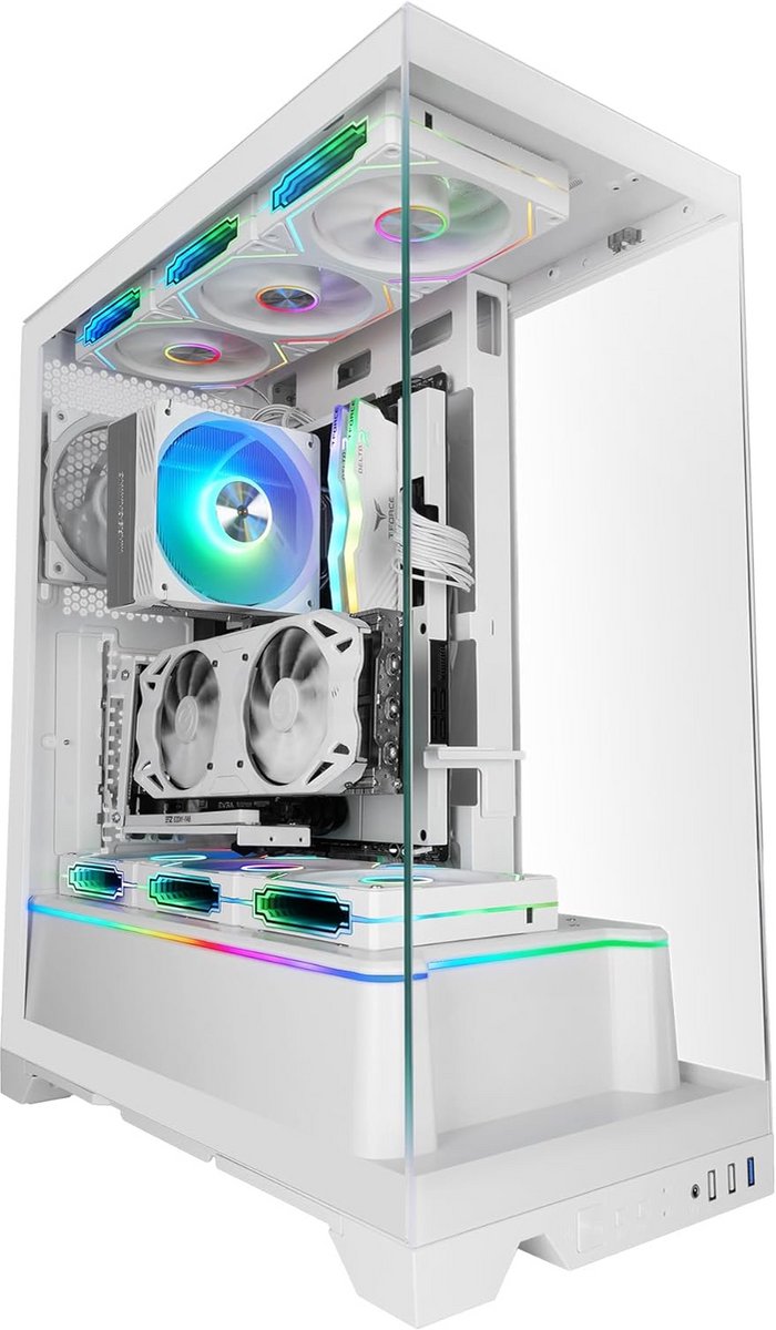 ATX Gaming Behuizing Wit met Paneel van Gehard Glas en ARGB Verlichting