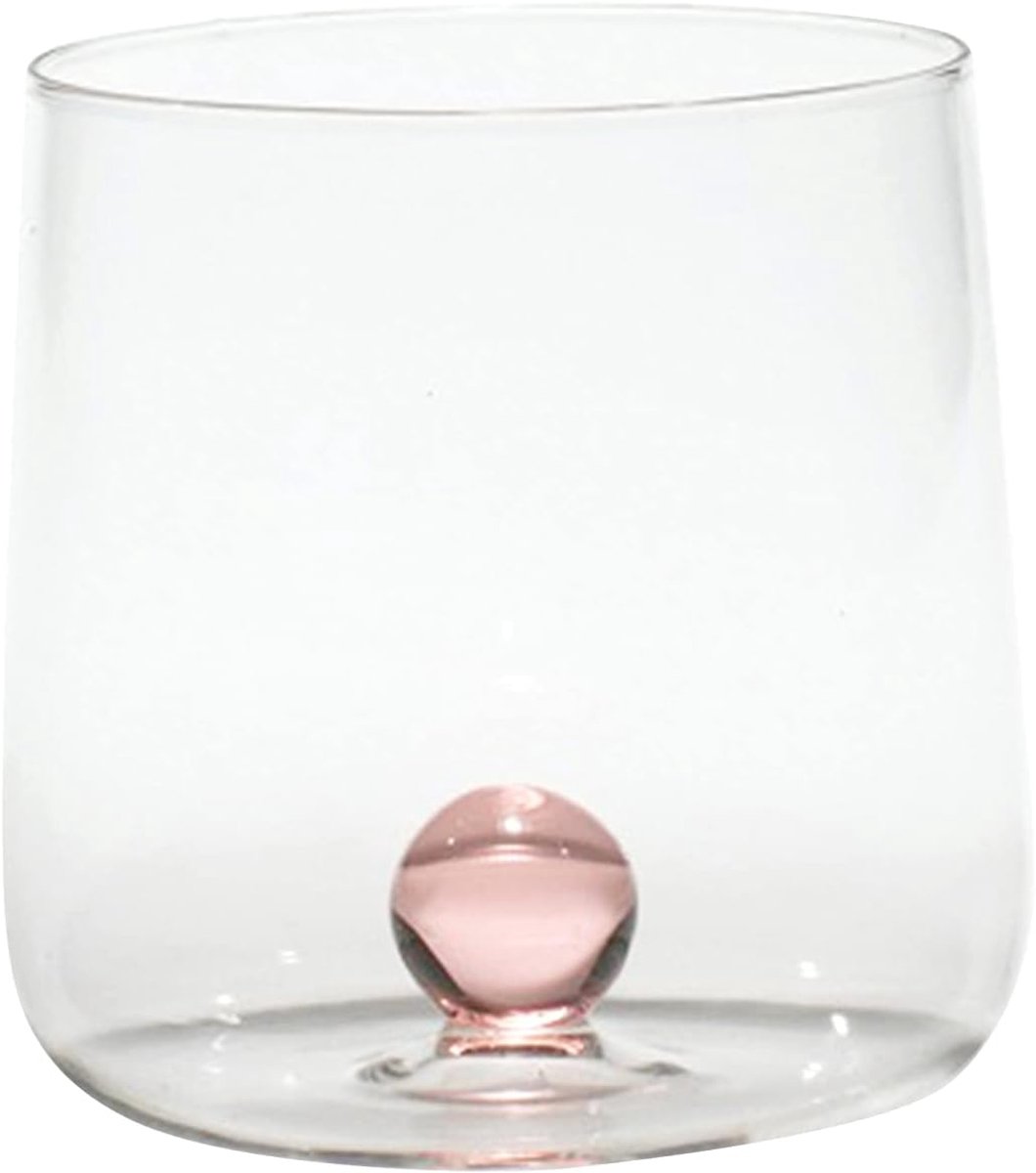 Set van 6 Handgeblazen Borosilicaat Drinkglazen - Roze Bol Design - 44cl