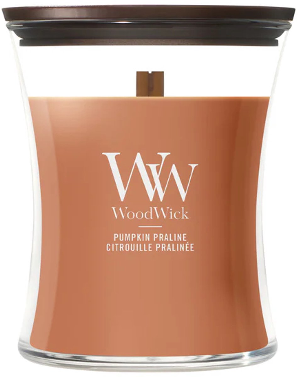 WoodWick Hourglass - Pumpkin Praline - Medium Geurkaars - 60 branduren