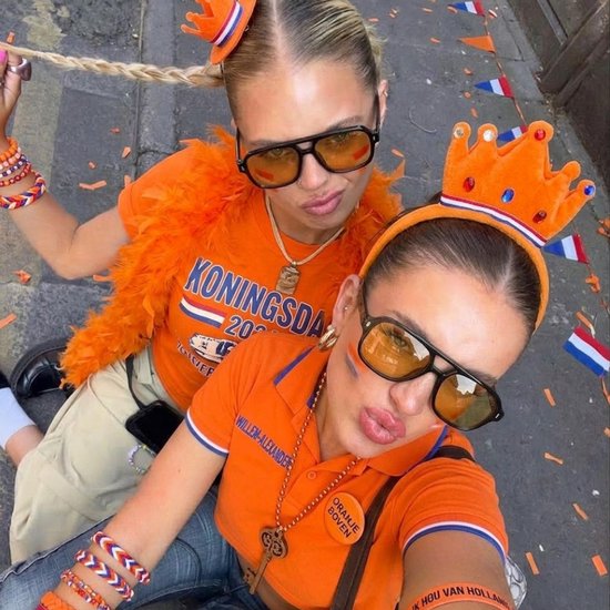 LUCCIO - Koningsdag bril - Oranje bril - Koningsdag accessoires - Retro bril - Mode bril - Festivalbril - Technobril - Rave bril - Festival zonnebril - Zwart - Carnaval bril - Dubbele brug van Merkloos — afbeelding 3