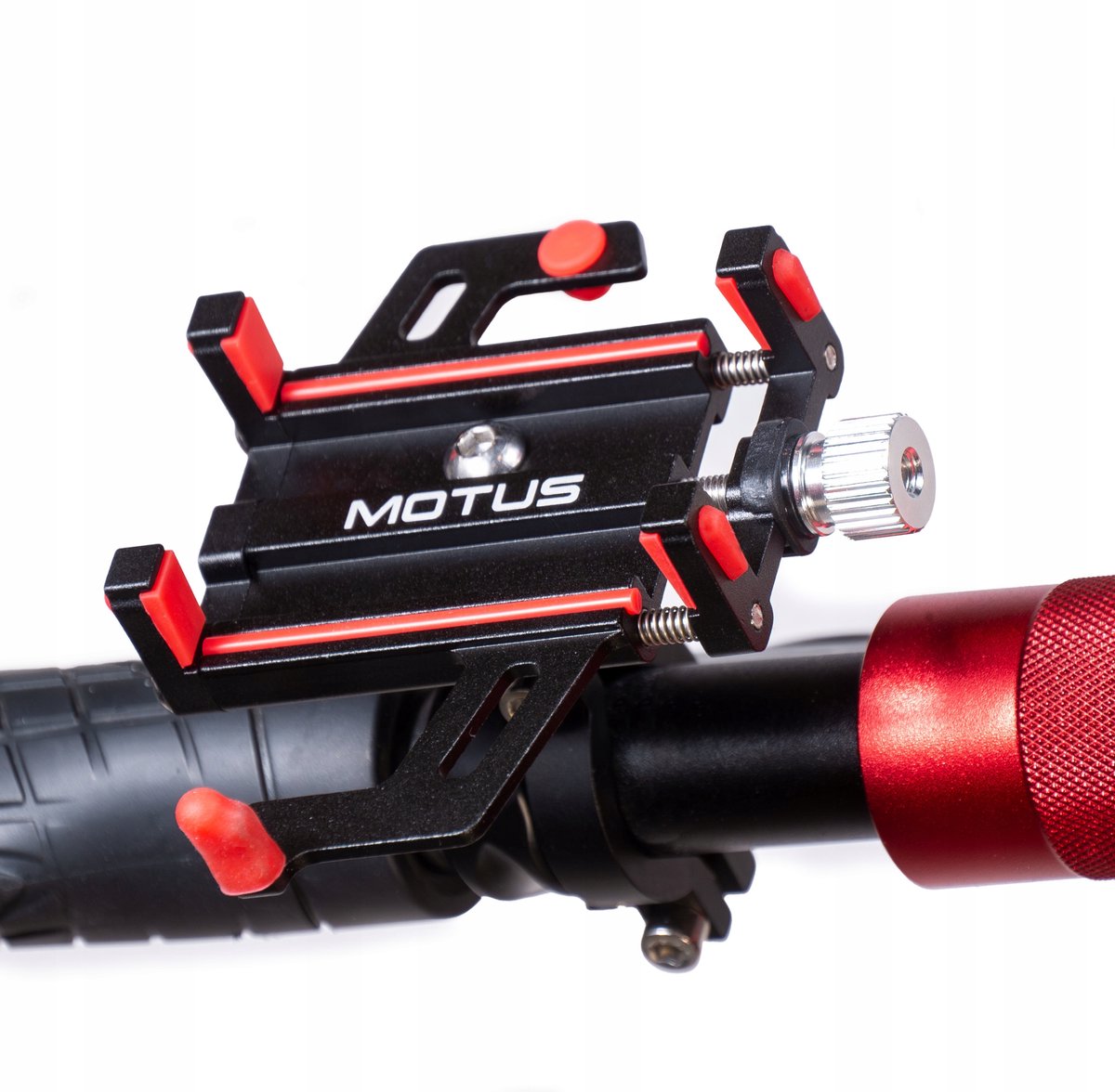 Motus Universele Telefoonhouder – Aluminium – Voor Fiets & E-step – Verstelbaar 5.5 - 9.5 cm – Verticaal & Horizontaal – Zwart
