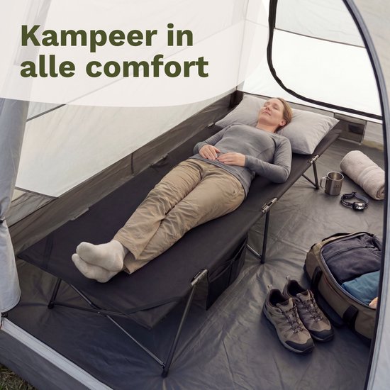 TRVLMORE Veldbed Opvouwbaar - 150KG Draagvermogen - Campingbed Incl. draagtas - Stretcher 1 Persoons - Stalen Frame - 213x79x50 cm - Zwart van Merkloos — afbeelding 4