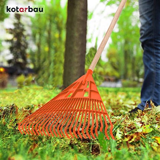 KOTARBAU® Bladhark, Tuinhark van Kunststof, 61 cm, Oranje, met Steel, Gazonhark, Waaierbezem, Lichtgewicht Hark, Stevige Hark van Merkloos	 — afbeelding 2