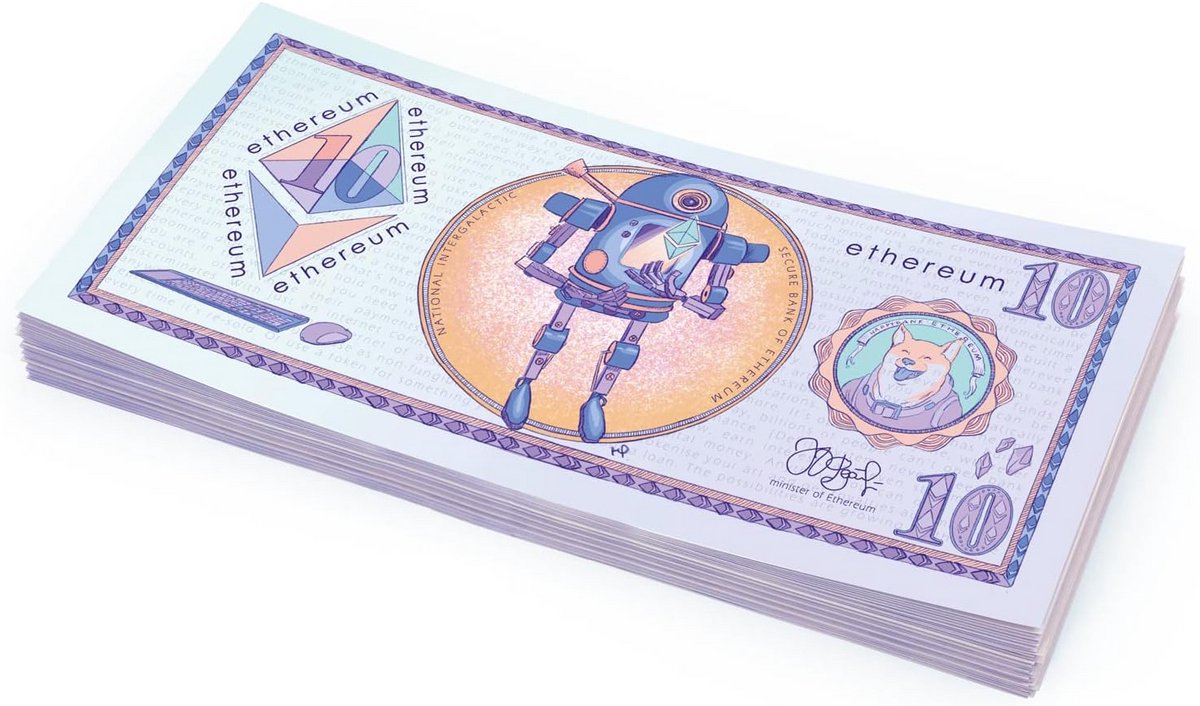 100 x Nep Ethereum Bankbiljetten van 10 ETH speelgeld