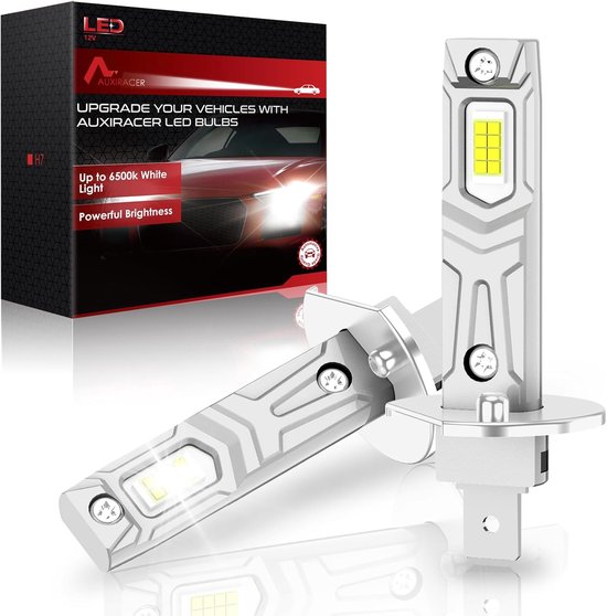 Auxiracer H7 LED-koplampen, witte lichtstraal tot 6500K, krachtige helderheid. Set met verpakking.