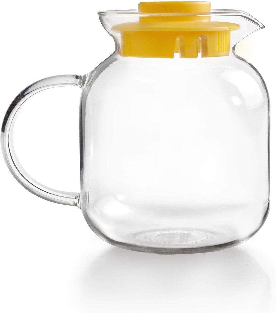Glazen Waterkan met Deksel, 1 Liter Hittebestendig Borosilicaatglas