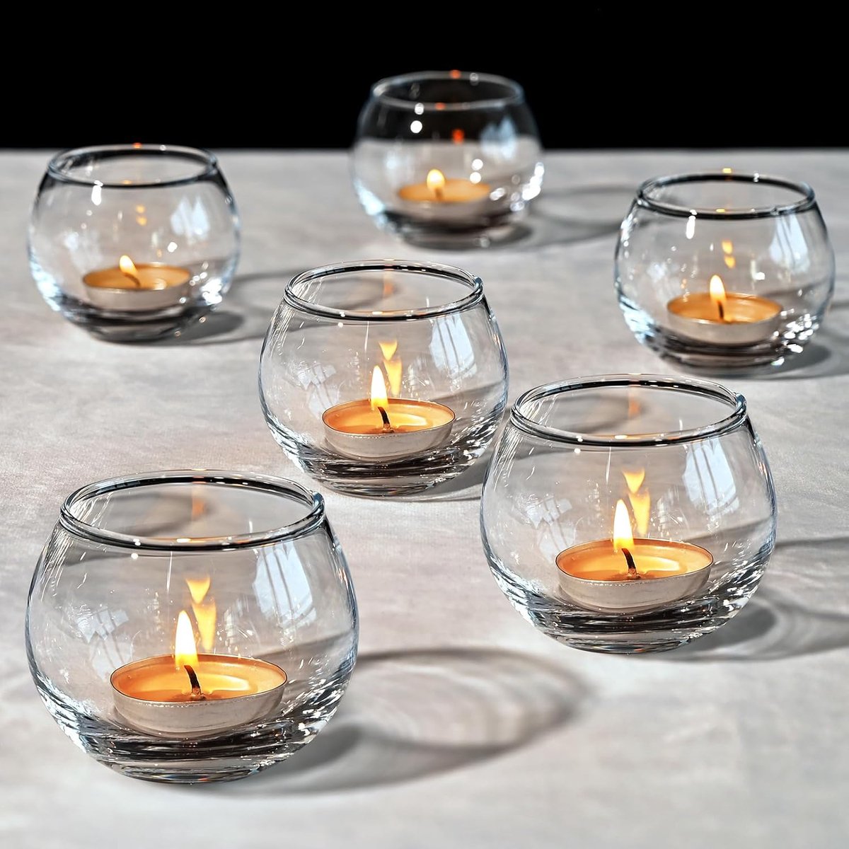 Set van 6 Glazen Votiefkaarsenhouder - Transparante Cilinder Kandelaars voor Bruiloft, Feest & Decoratie