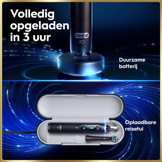 Oral-B iO 9N Elektrische Tandenborstel - Zwart - inclusief Oplaadreisetui en Opzetborstelhouder en extra Opzetborstel