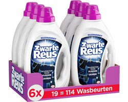 Zwarte Reus Gel - Vloeibaar Wasmiddel - Zwarte en Donkere Was - 6 x 19 Wasbeurten - Voordeelverpakking
