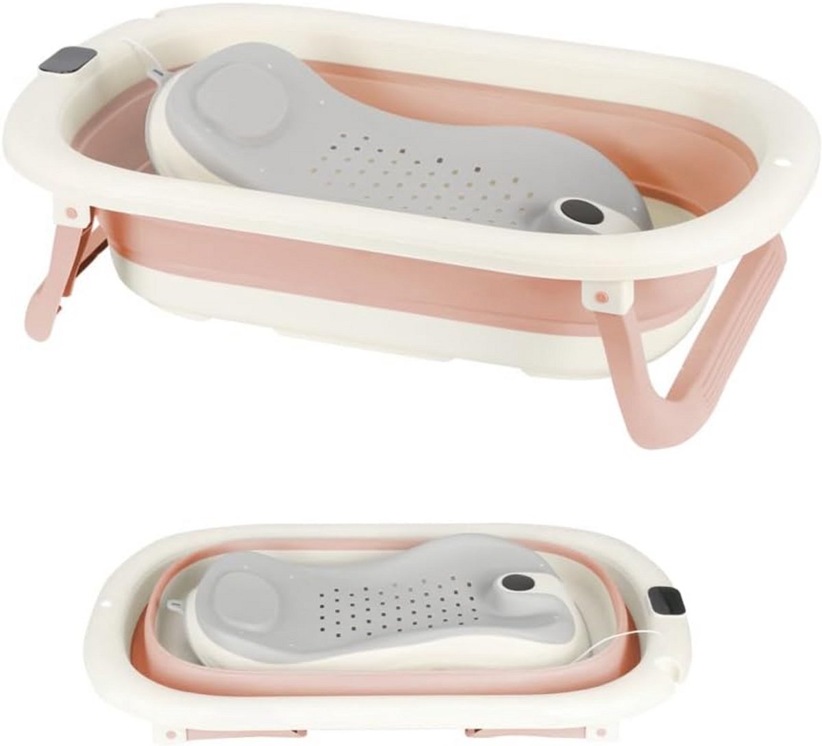 Opvouwbaar Babybad met Kussen en Temperatuurweergave voor Pasgeborenen en Peuters
