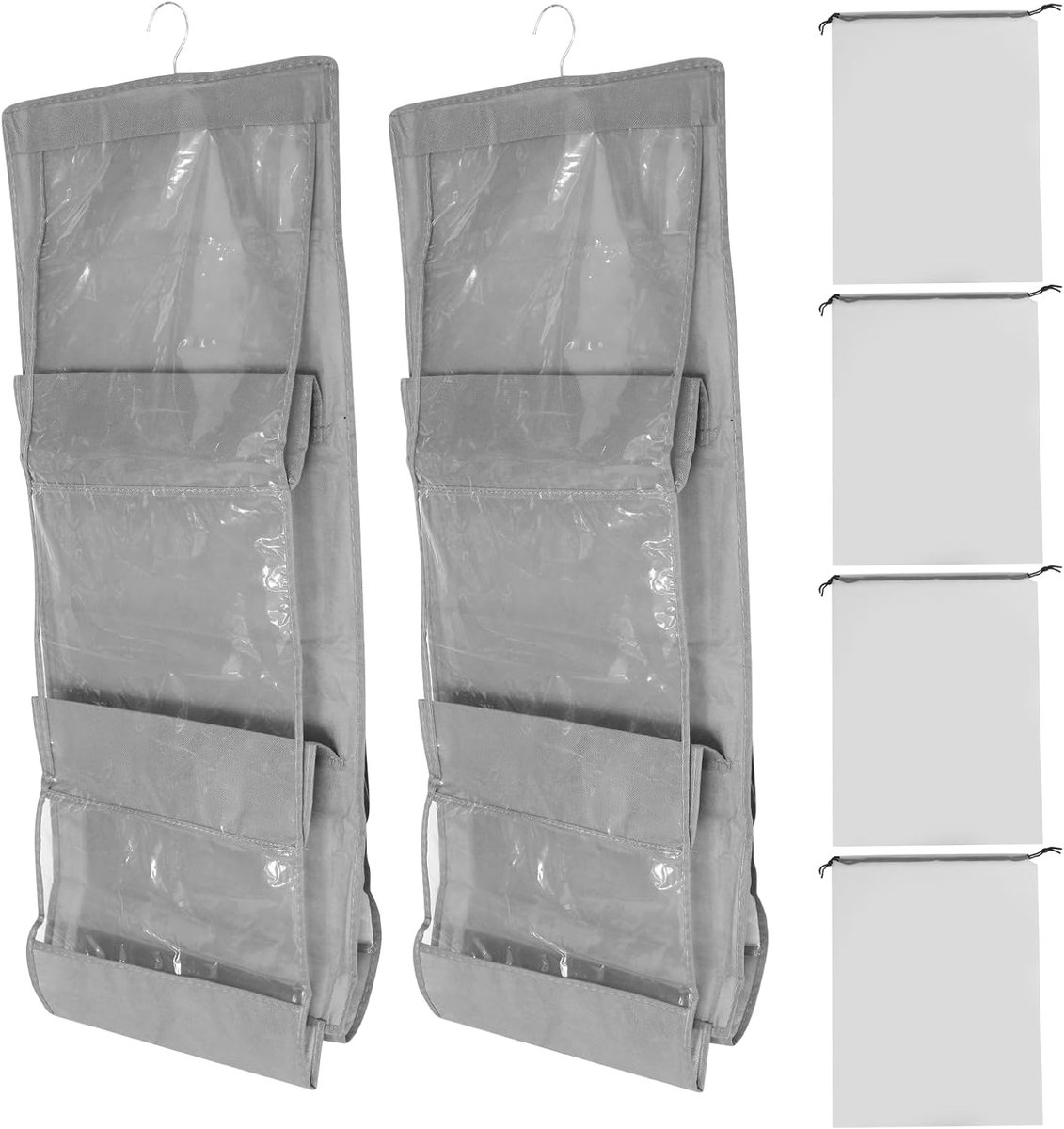2x Opvouwbare Hangende Kleding Organizer met 4 Vakken - Kastopslag Handtashouder